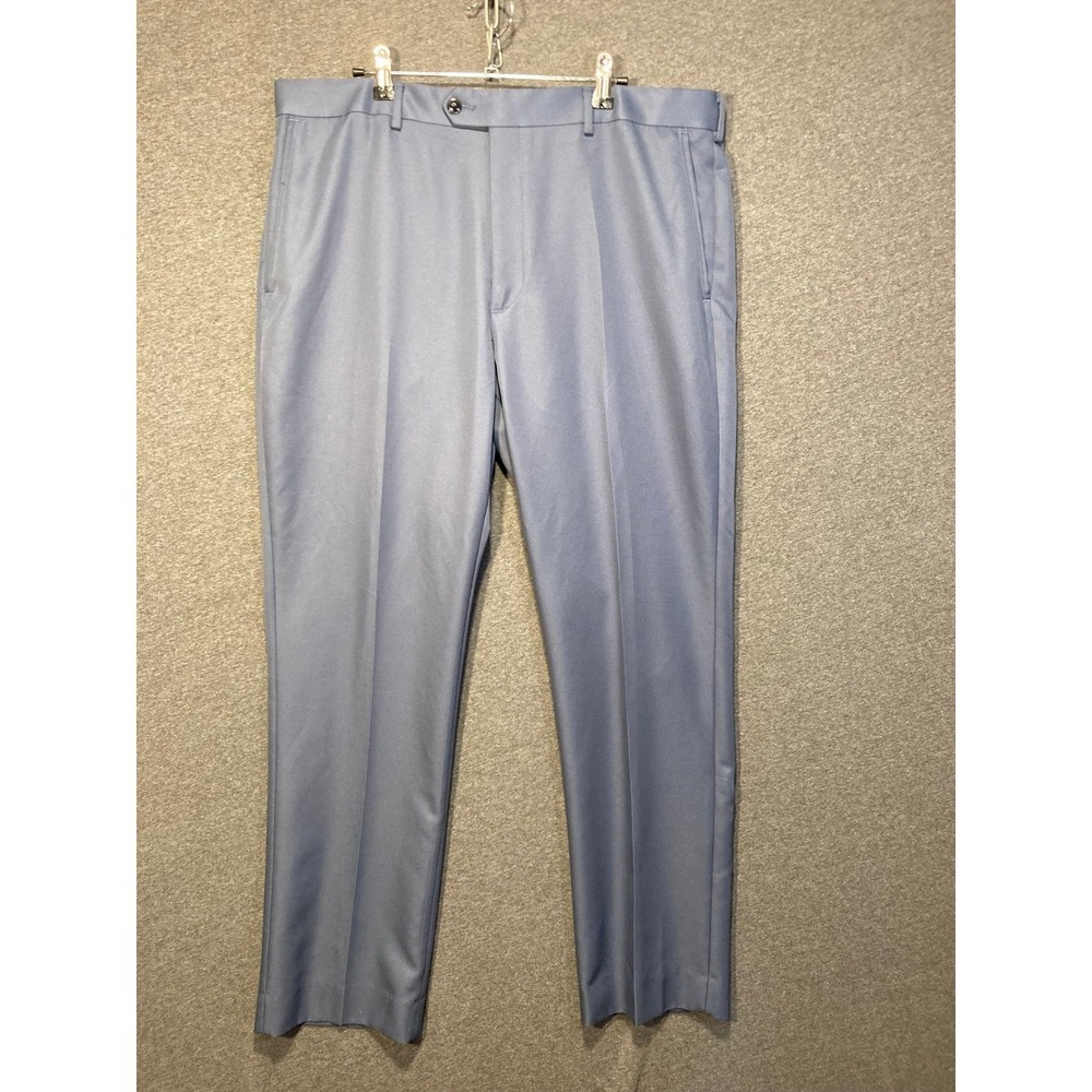 Roundtree & Yorke Travel Smart Mens Dress Pants‎ 40x32 Blue Gray Flat Front